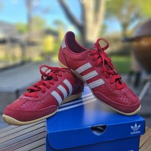Adidas Red and White Sneakers